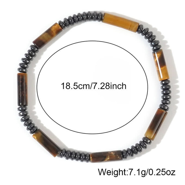 Bracciale Olivenorma in ematite naturale con perline di occhio di tigre, 2 pezzi 
