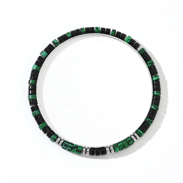 Bracciale Olivenorma in perline di malachite naturale ematite e onice nero