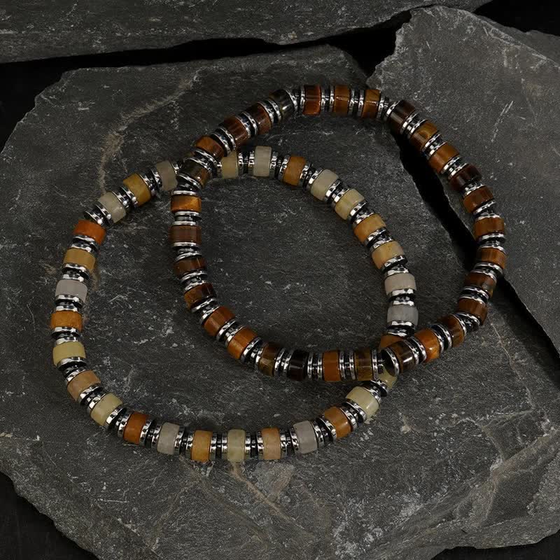 Set Occhio di Tigre Ematite Olivenorma Braccialetto di Perline di Pietra del Sole 
