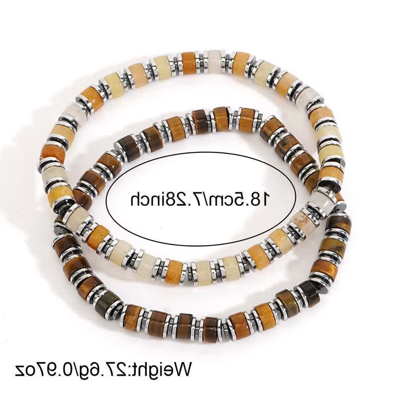 Set Occhio di Tigre Ematite Olivenorma Braccialetto di Perline di Pietra del Sole 