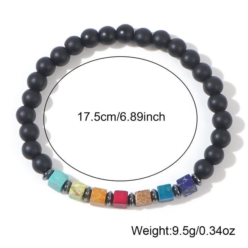 Bracciale Olivenorma con perline di onice nero Chakra quadrate piccole