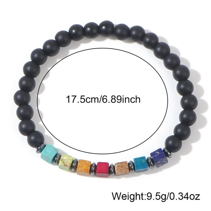 Bracciale Olivenorma con perline di onice nero Chakra quadrate piccole
