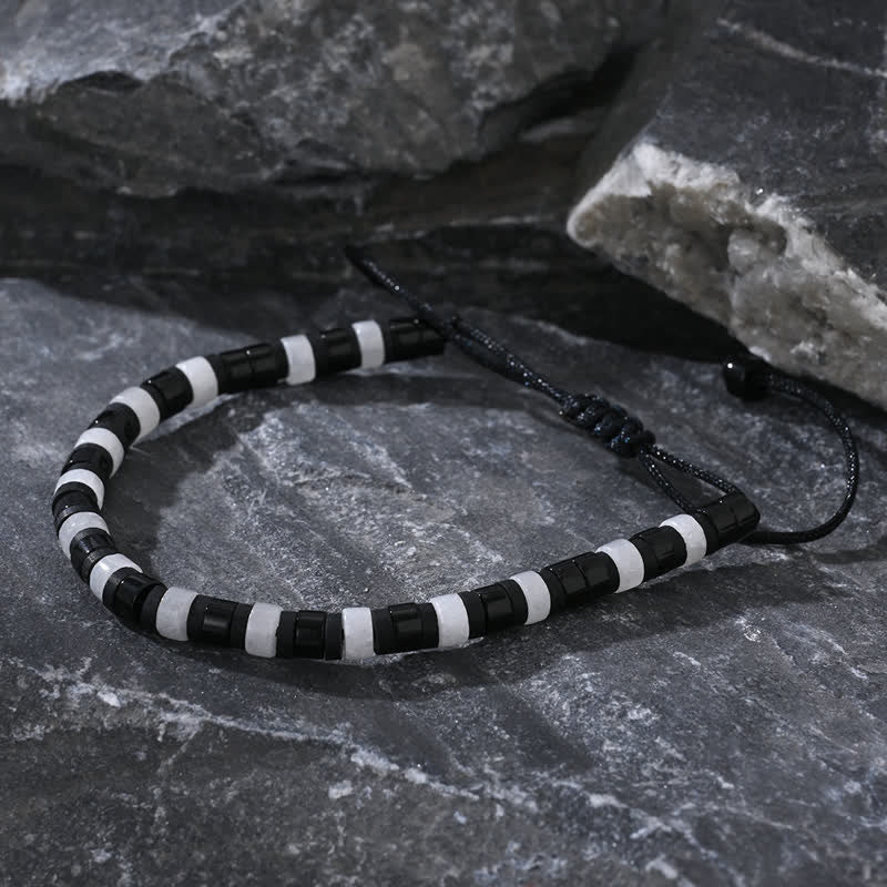 Bracciale Olivenorma con perline di ossidiana di cristallo trasparente a forma di rullo 