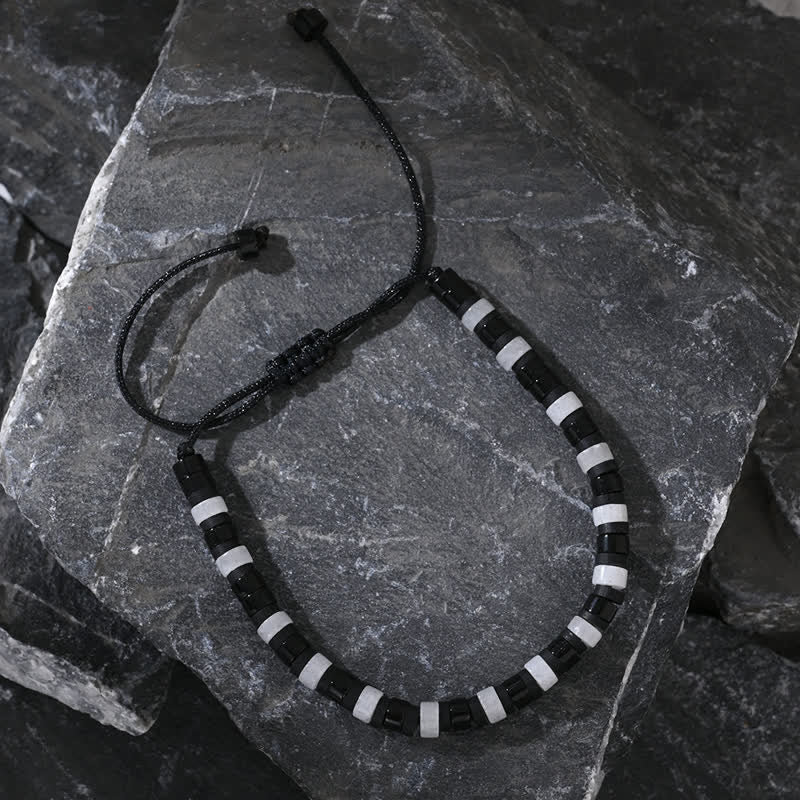 Bracciale Olivenorma con perline di ossidiana di cristallo trasparente a forma di rullo 