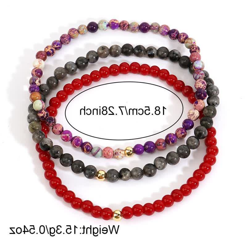 Set di 3 bracciali in quarzo rubino e labradorite Olivenorma 