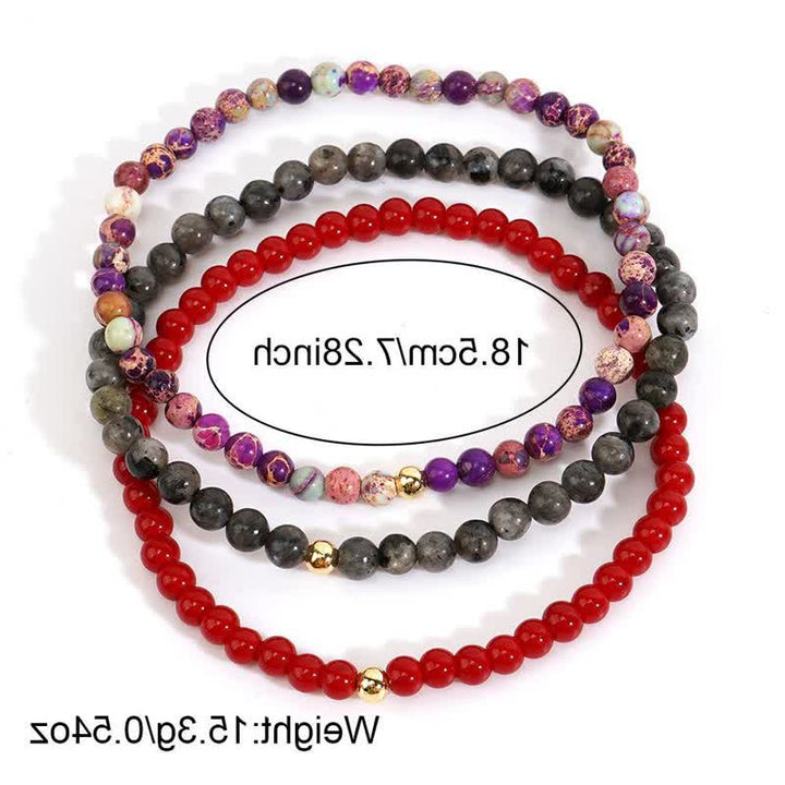 Set di 3 bracciali in quarzo rubino e labradorite Olivenorma 