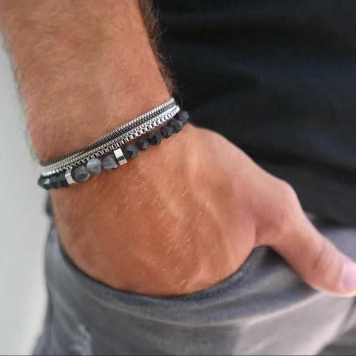 Set di accessori perline perline in labradorite di ossidiana Olivenorma in metallo