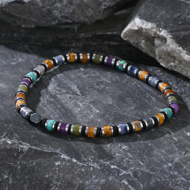 Braccialetto di perline a rulli con cristalli naturali color Olivenorma 