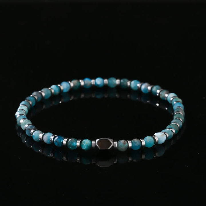 Bracciale Olivenorma in perline di ematite blu apatite naturale 