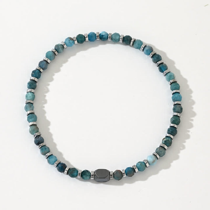 Bracciale Olivenorma in perline di ematite blu apatite naturale 