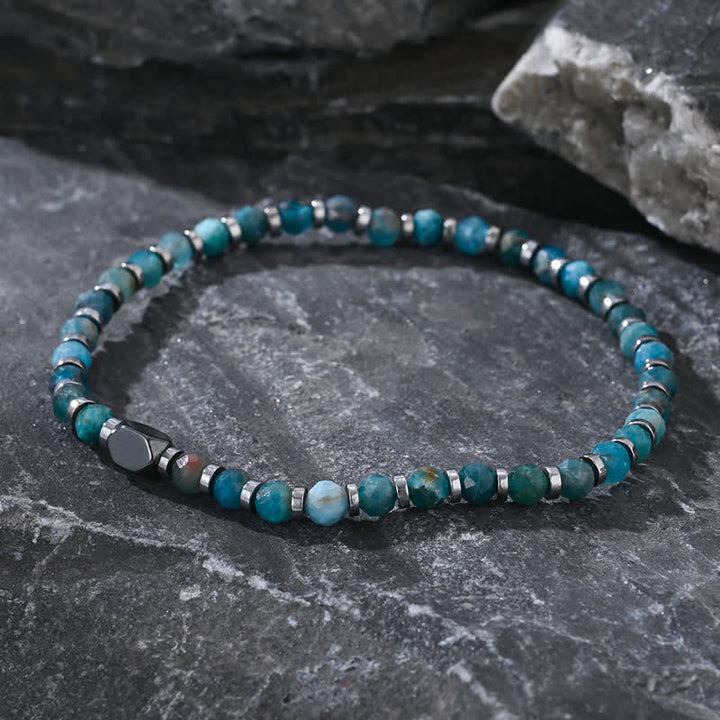 Bracciale Olivenorma in perline di ematite blu apatite naturale 