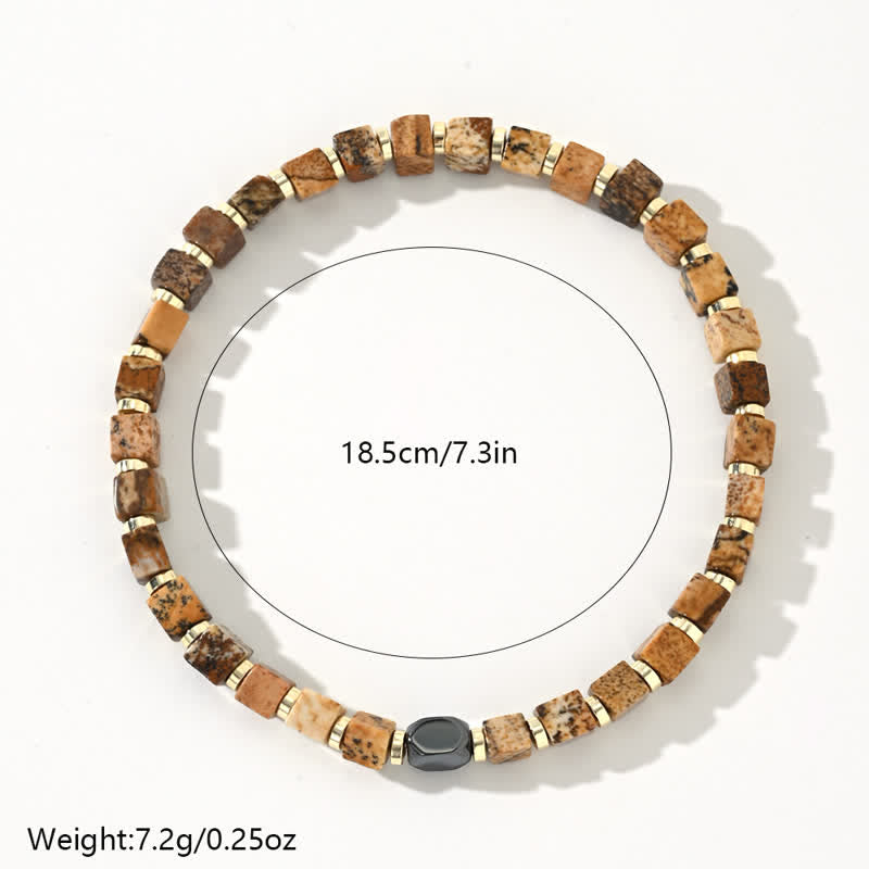 Braccialetto di perline di diaspro con immagine di ematite naturale Olivenorma 