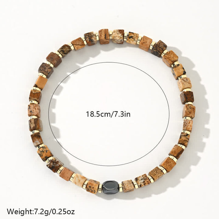 Braccialetto di perline di diaspro con immagine di ematite naturale Olivenorma 