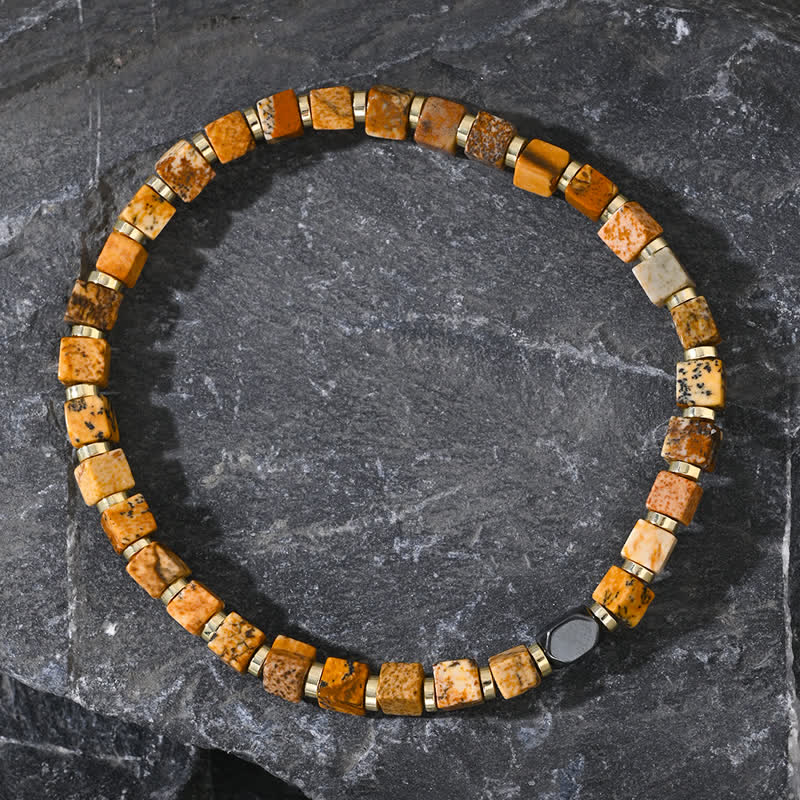 Braccialetto di perline di diaspro con immagine di ematite naturale Olivenorma 