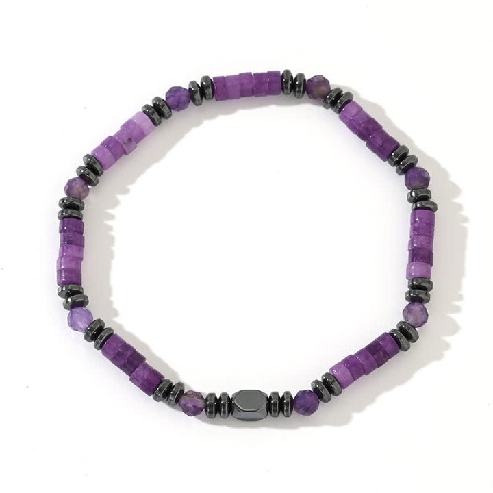 Bracciale Olivenorma con perline di ematite e ametista naturale 