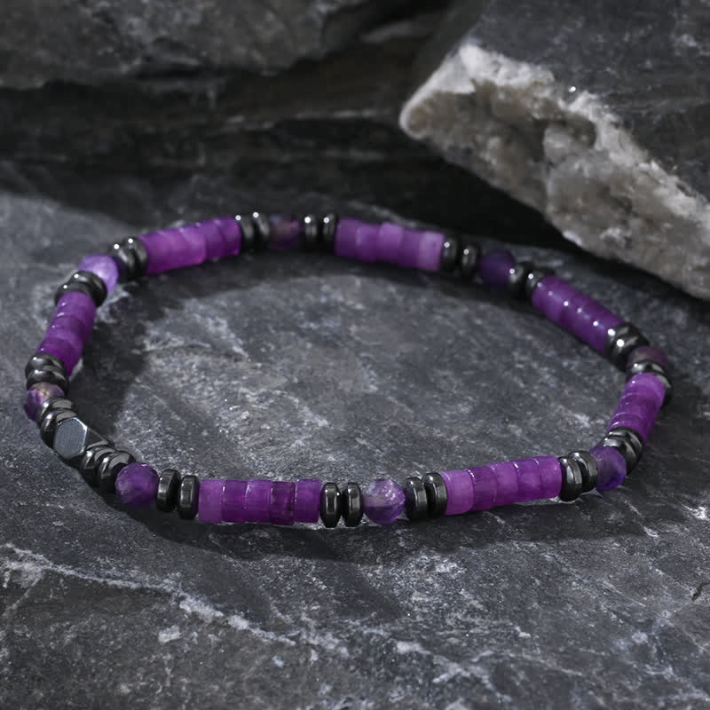 Bracciale Olivenorma con perline di ematite e ametista naturale 