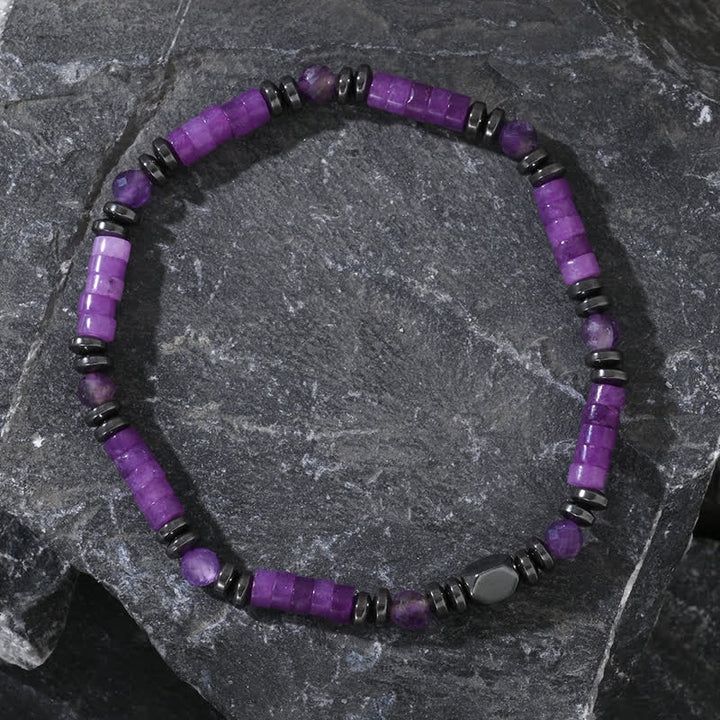 Bracciale Olivenorma con perline di ematite e ametista naturale 