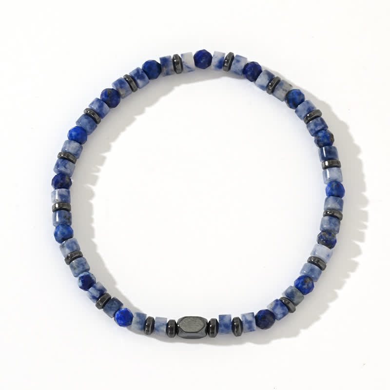 Bracciale in perline di sodalite ematite naturale Olivenorma 