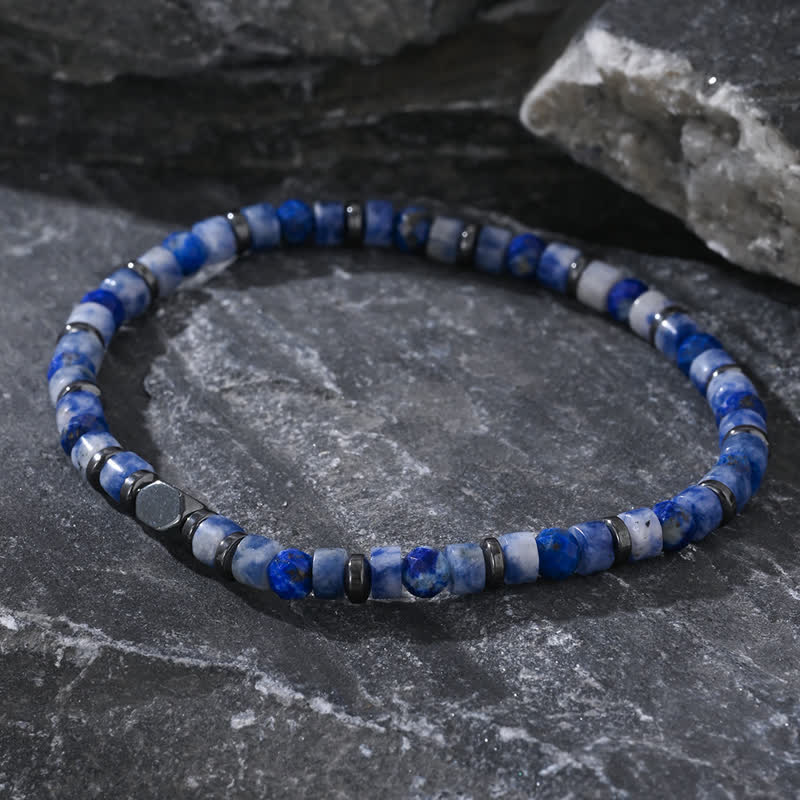 Bracciale in perline di sodalite ematite naturale Olivenorma 