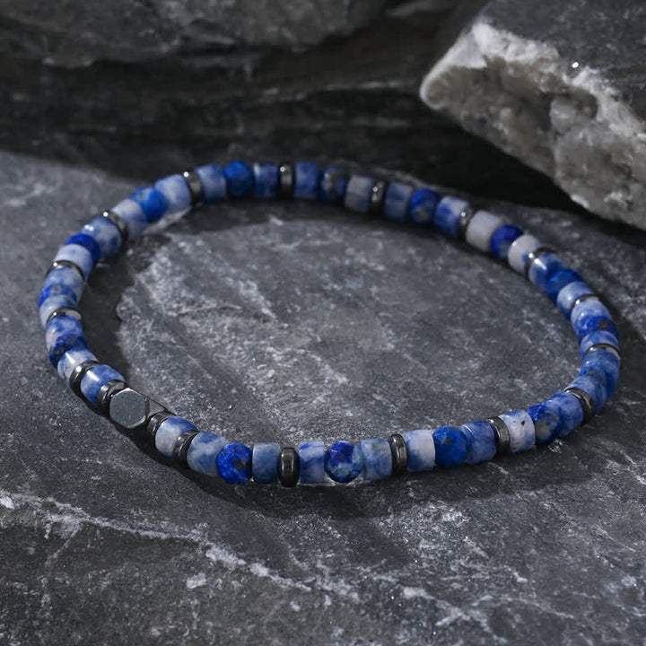 Bracciale in perline di sodalite ematite naturale Olivenorma 