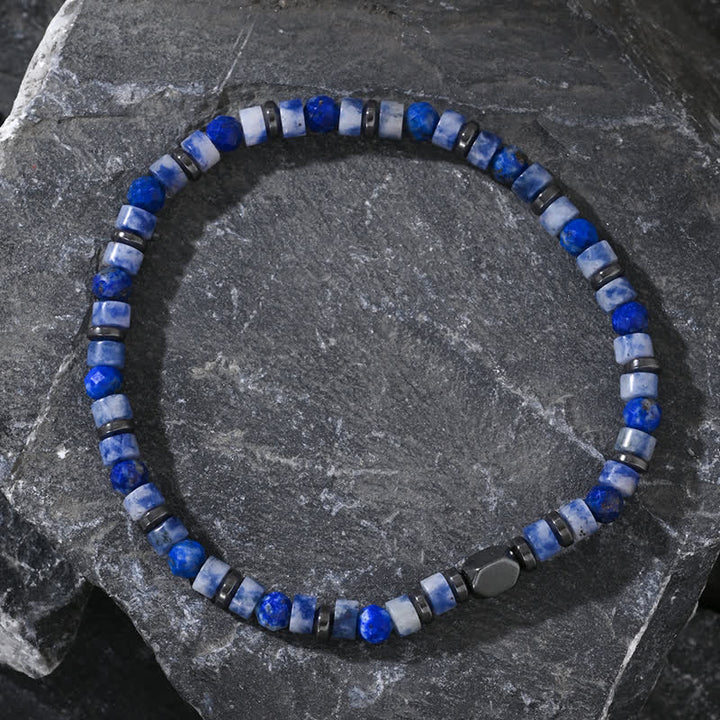 Bracciale in perline di sodalite ematite naturale Olivenorma 