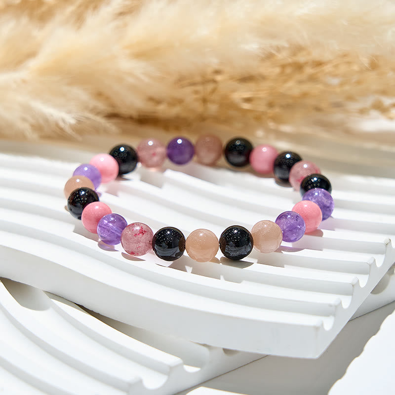 Bracciale elastico con perline di pietre preziose curative Olivenorma da 8 mm 