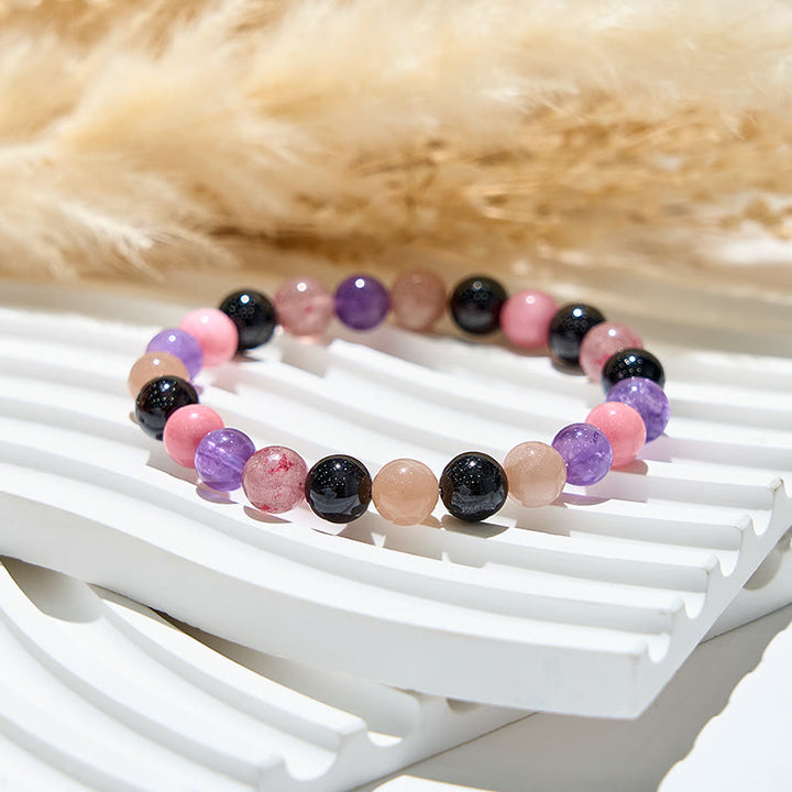 Bracciale elastico con perline di pietre preziose curative Olivenorma da 8 mm 