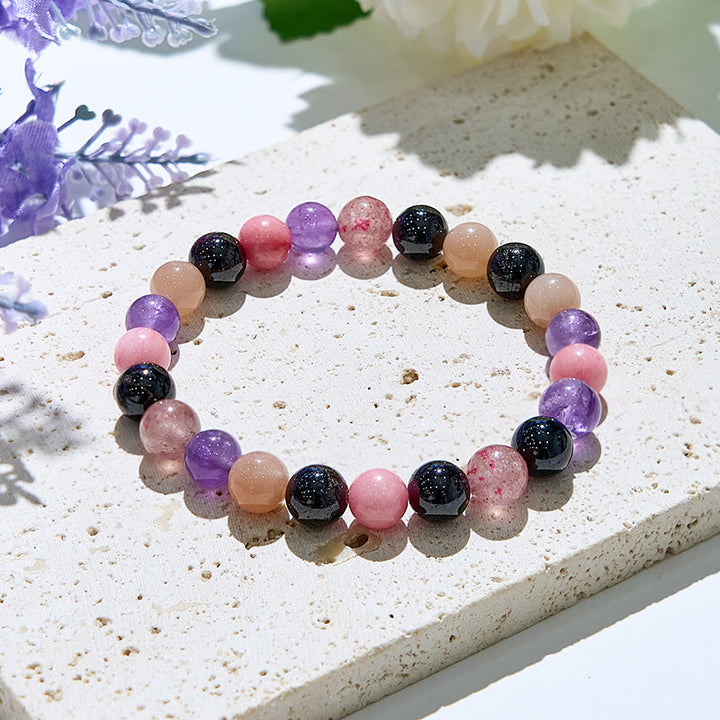 Bracciale elastico con perline di pietre preziose curative Olivenorma da 8 mm 
