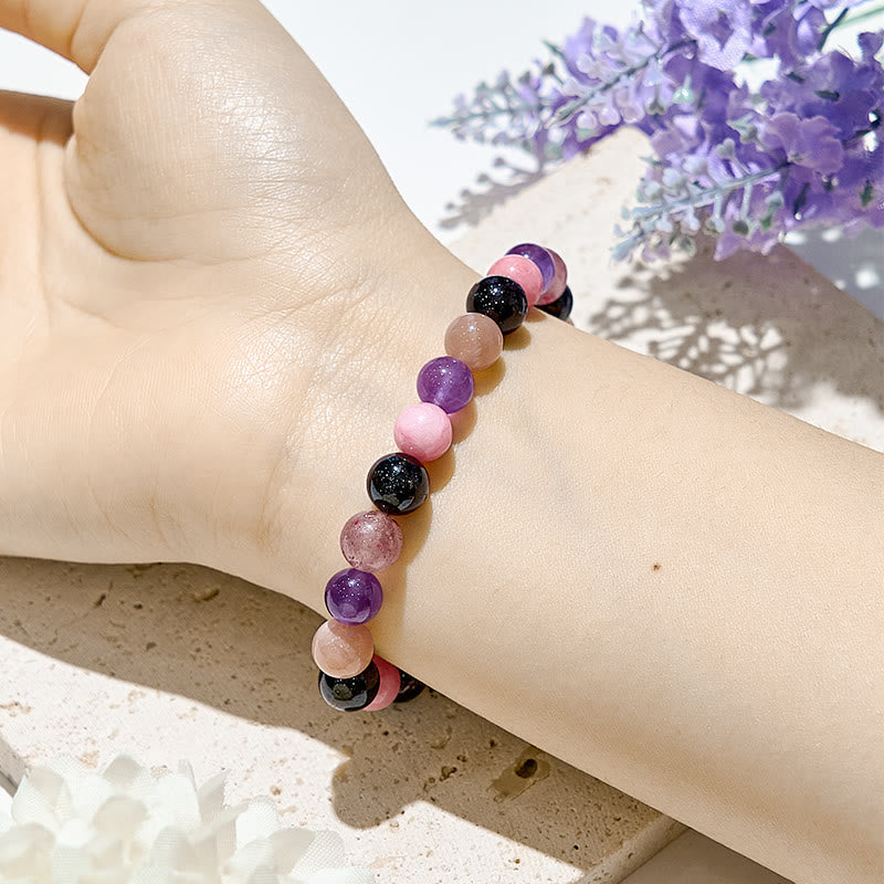 Bracciale elastico con perline di pietre preziose curative Olivenorma da 8 mm 