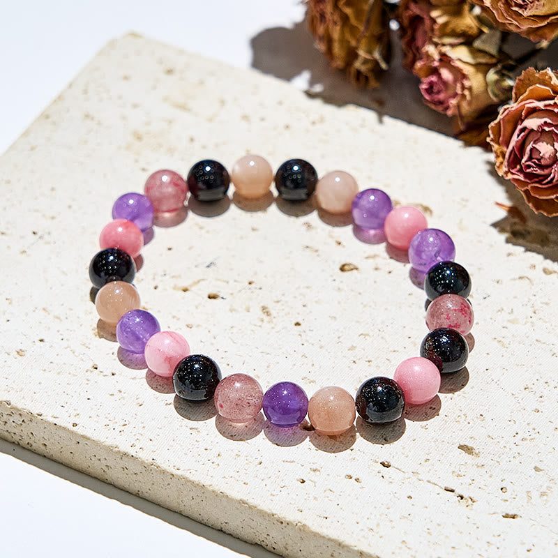 Bracciale elastico con perline di pietre preziose curative Olivenorma da 8 mm 