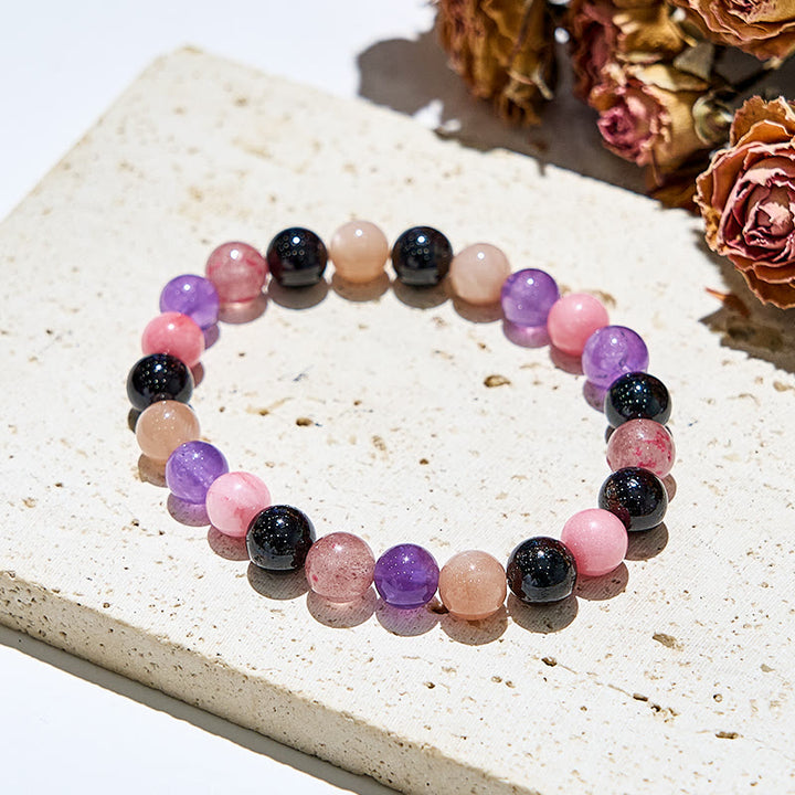 Bracciale elastico con perline di pietre preziose curative Olivenorma da 8 mm 