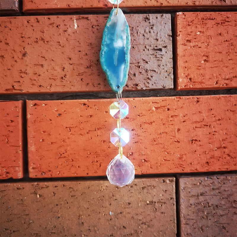 Olivenorma - Campanello a vento con libellula in filo di rame e cristallo naturale