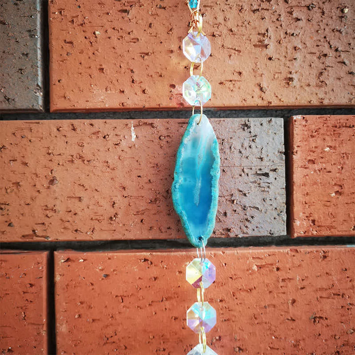 Olivenorma - Campanello a vento con libellula in filo di rame e cristallo naturale