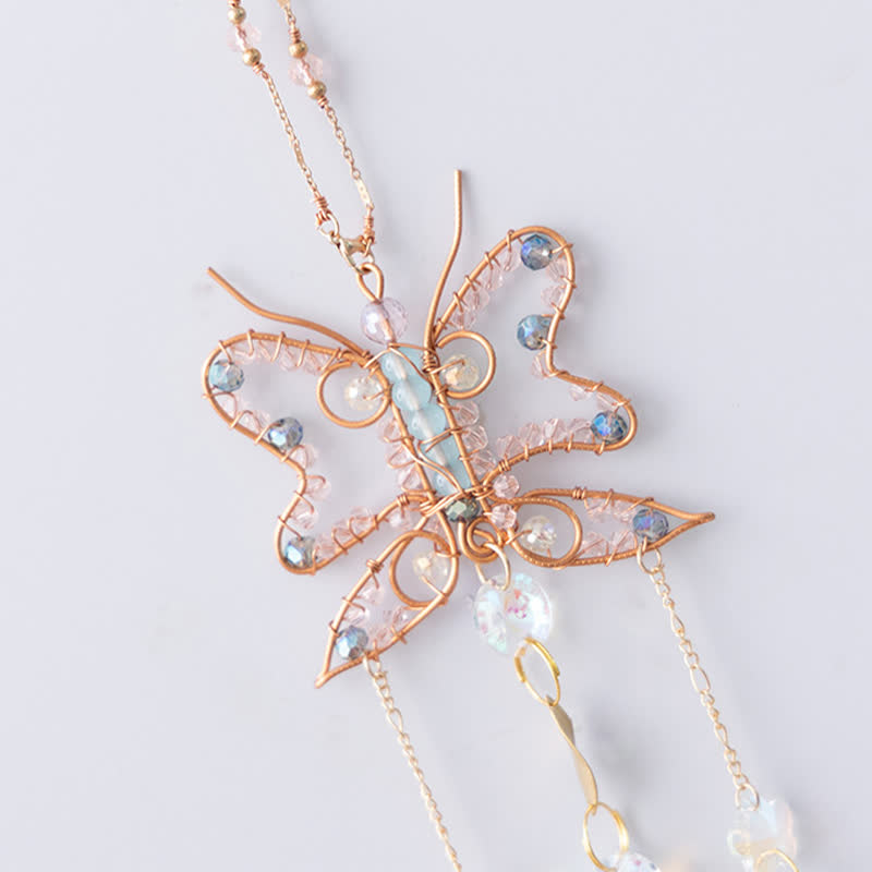 Olivenorma Crystal Copper Wire Wind Chime farfalla con avvolgimento
