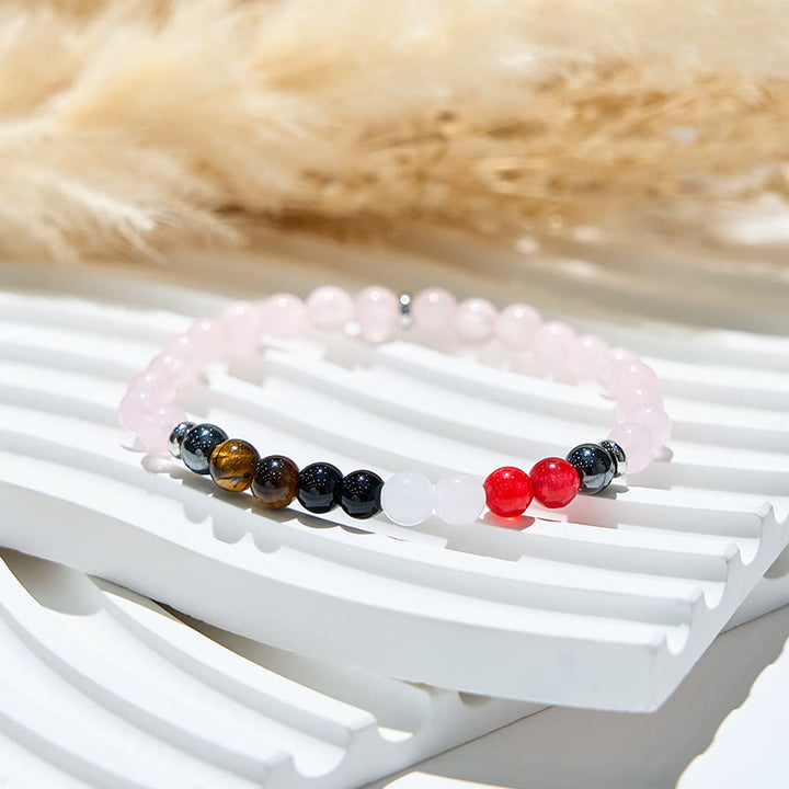 Bracciale di perline energetiche in quarzo rosa naturale Olivenorma 