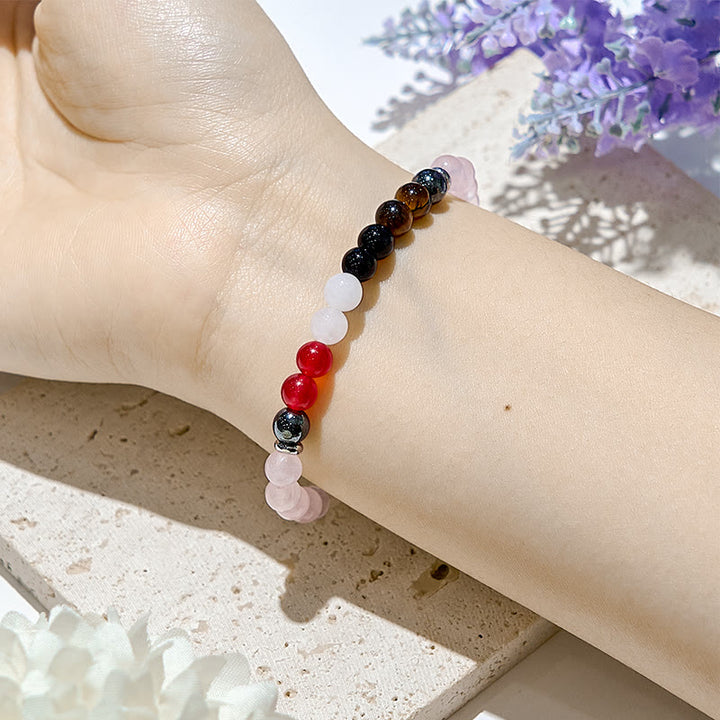 Bracciale di perline energetiche in quarzo rosa naturale Olivenorma 