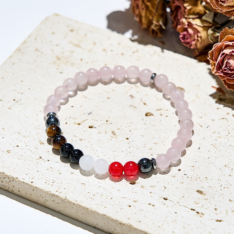 Bracciale di perline energetiche in quarzo rosa naturale Olivenorma 