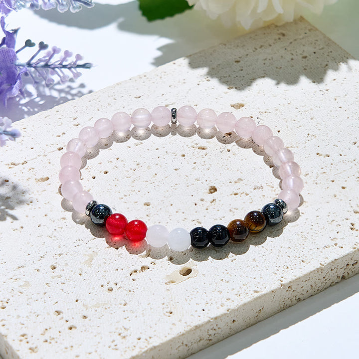 Bracciale di perline energetiche in quarzo rosa naturale Olivenorma 