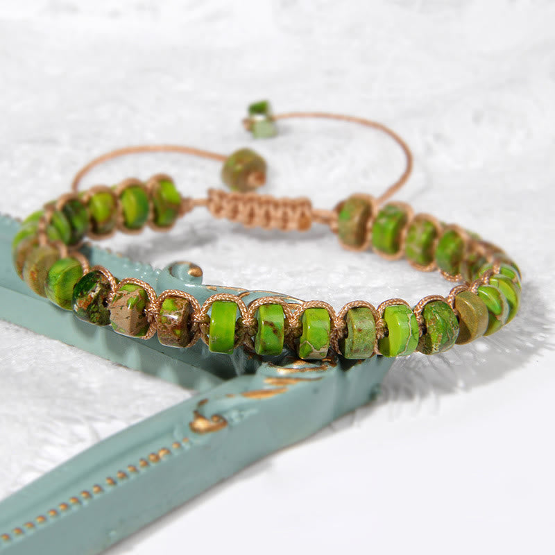 Bracciale intrecciato con perline di pietra naturale Olivenorma 