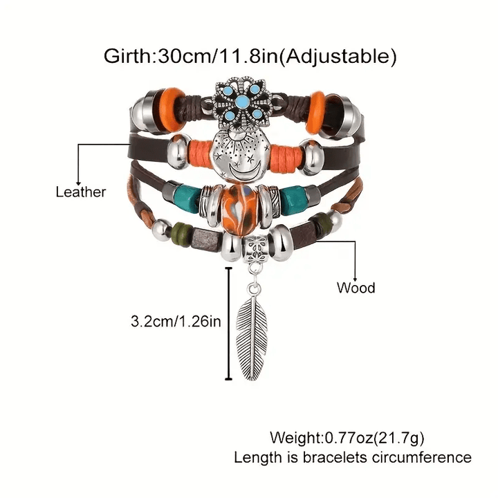 Olivenorma Feather Charms Braccialetto in pelle regolabile bohémien - image 5