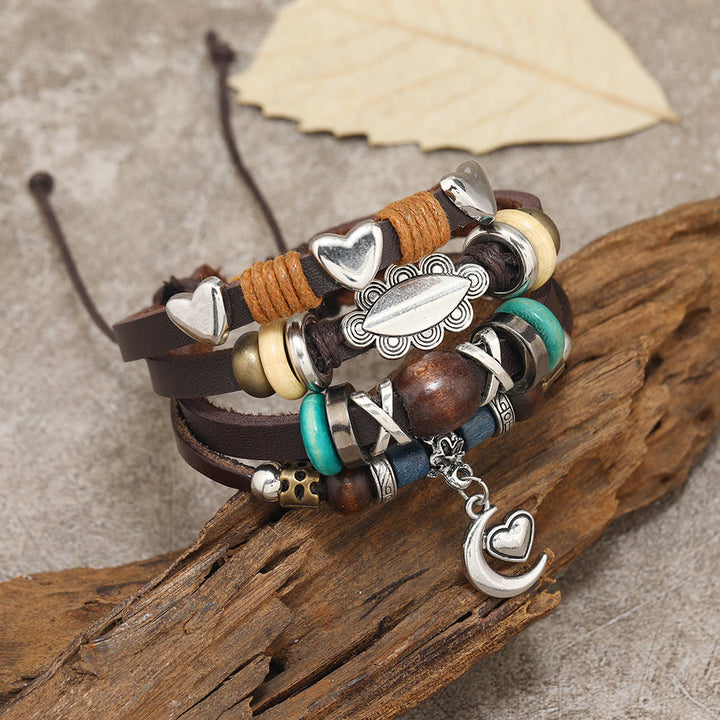 Olivenorma Moon Charms Braccialetti in pelle con perline multistrato - image 2