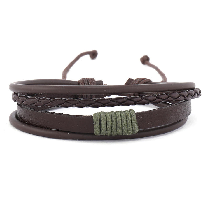 Olivenorma set 6 pezzi di braccialetti da polso in pelle turchese con malocchio 