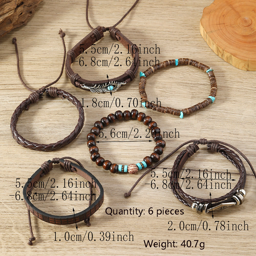 Olivenorma Feather Bracciale in pelle intrecciata fatta a mano in pietra naturale - image 3