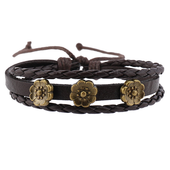 Olivenorma Butterfly Turchese Bracciale in pelle intrecciata fatta a mano