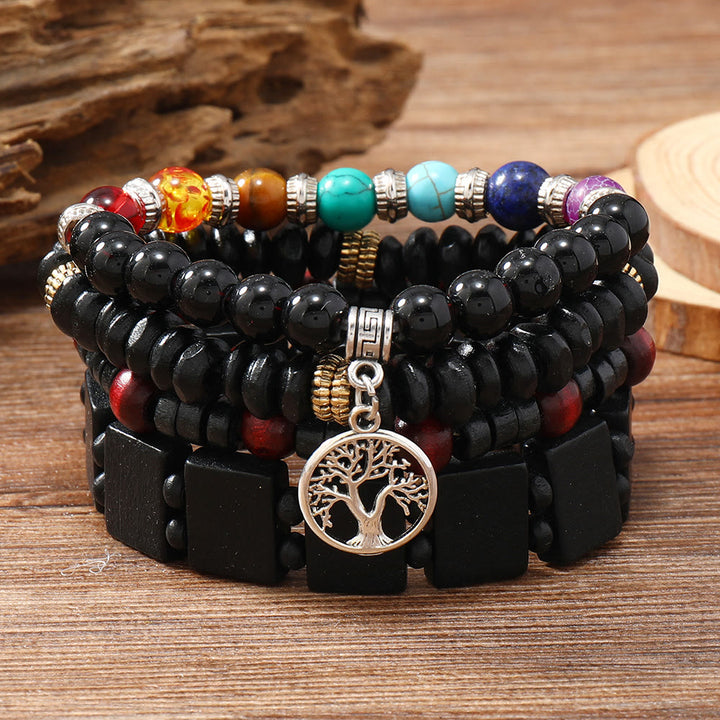 Set di braccialetti Olivenorma Albero della Pace 7 Chakra Gemstone 4 pezzi