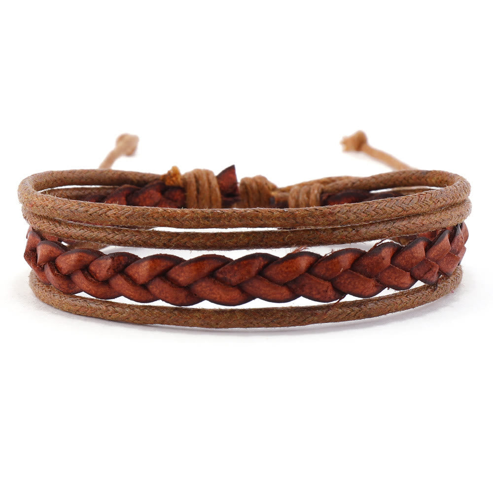 Olivenorma Braccialetto intrecciato turchese con perline di legno multistrato