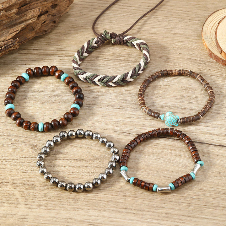 Braccialetti in filo di cera con guscio di cocco turchese tartaruga Olivenorma