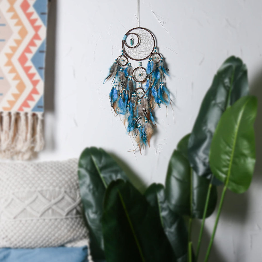 Olivenorma Boho Moon Dreamcatcher 5 Anelli Acchiappasogni Turchese