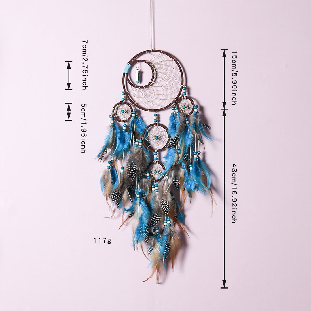 Olivenorma Boho Moon Dreamcatcher 5 Anelli Acchiappasogni Turchese