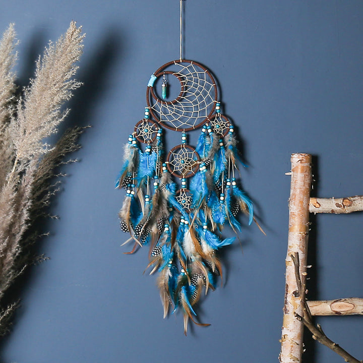 Olivenorma Boho Moon Dreamcatcher 5 Anelli Acchiappasogni Turchese